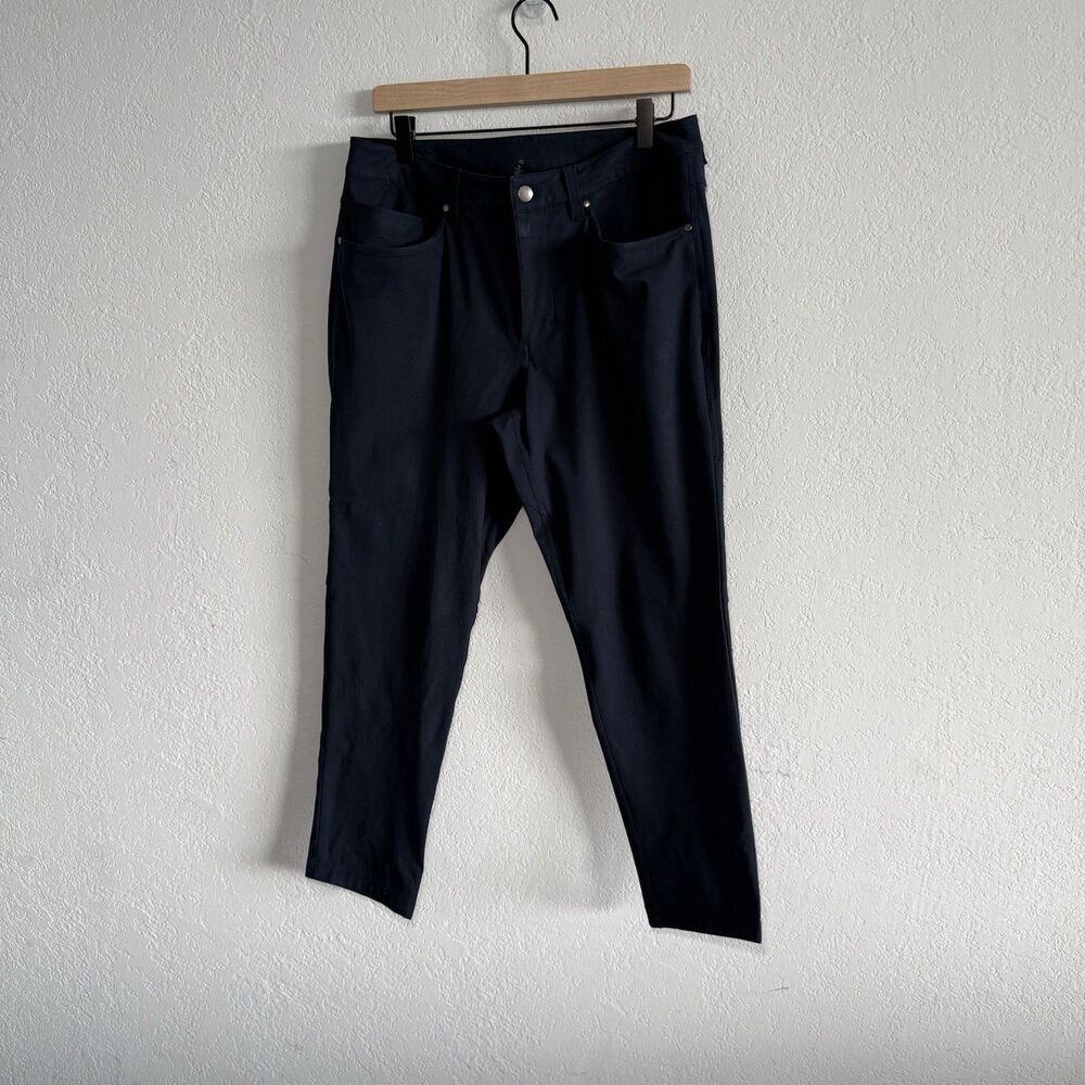 Lululemon Mens Commission Pants Size 31 Navy Blue Slim Fit Stretch ABC